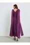 Purple Sleeveless Draped Detail A-Line Maxi Dress - 5