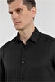 Black Hard Collar Long Sleeve Pocketless Slim Fit Cotton Shirt 1004255284 - 4