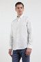 White Linen Buttoned Collar Long Sleeve Slim Fit 100% Linen Shirt 1004260161 - 3