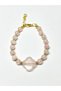 Pink Quartz Bracelet – Clover Design with Gold Detail, Stylish & Elegant Women's Bracelet - 3