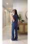 Zr Caroline Navy Blue Short Sleeve Trouser Suit - 4