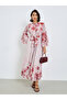 Pink Floral Maxi Dress with Bell Sleeves - 3