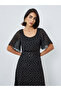 Black Foil Print Maxi Dress with Belt - 2
