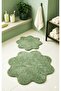 Shaggy Daisy Patterned Set of 2 Bath Mats 100X100 60X60 Non-Slip Base Washable Bath Set - 4
