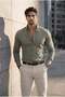 Lycra Regular Fit Breathable Classic Men's Oxford Shirt - Khaki