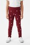Girl's Elastic Waist Fluffy Heart Printed Leggings 25028