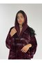 عباية مخمل عنابي مطبوع - 5