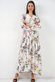 Women's Patterned Long Hijab Dress 2585 - F.Gray - 4