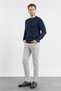 Navy Blue Crew Neck Long Sleeve Pocketless Standard Fit Sweater 100% Cotton Knitwear 1012260150 - 2