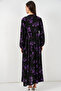 Women's Patterned Long Hijab Dress 2585 - E.Black - 6