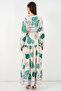 Women's Patterned Long Hijab Dress 2585 - Green 1 - 6