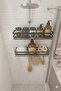 2 Pieces Bathroom Shelf with Adhesive and Hooks, Adhesive Bathroom Organizer, Black Shower Shelf Organizer - 3