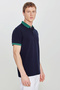 Men's Navy Blue-Green 100% Cotton Slim Fit Polo Collar T-Shirt - 3