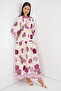 Women's Patterned Long Hijab Dress 2585 - D. Fuchsia - 2