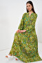 Women's Patterned Long Hijab Dress 2585 - G.Green - 2