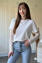 Modal White Blouse with Lace Detail on the Sleeves - 3