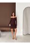 Women's Bitter Coffee Heart Collar Lace Mini Dress Elt7178 - 3