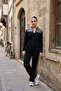 Women's Transparent Sequin Detailed Zippered Jacket and Trousers Two-Piece Set
