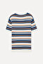 Men's Off-White Striped Crew Neck Short Sleeve Knitwear Sweater - 2