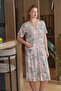 Short Sleeve Patterned Pocket Detail Comfortable Fit Home Dress Cossybyaqua 26589-48 - 3