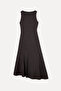 Women's Brown A-Form Modal Midi Dress with Tie Detail - 2