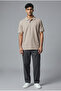 Men's Pique Polo Neck T-Shirt Regular Fit-Beige - 3