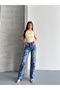 Women's Embroidery Detailed High Waist Wide Leg Jeans - 6