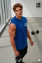 Men's Sax Blue Hooded Sleeveless Undershirt Smiley Printed Tshirt - 5