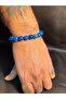 Navy Blue Color Natural Large Agate Stone Bracelet 10 mm Unisex - 3