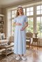 New Season Blue Maternity Shawl Collar Summer Lace Stylish Full Length Buttoned Dressing Gown Nightgown Set of 2 - 6