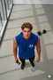 Men's Sax Blue Hooded Sleeveless Undershirt Smiley Printed Tshirt - 8