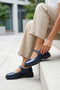 Navy Blue Patent Leather Genuine Leather Women's Strappy Mary Jane Loafer Shoes Real Leather Women's Mary Jane - 4
