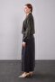 Levidor Zipper Detail Cupra Fabric Jacket Skirt Set 131080 Khaki - 4