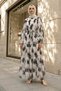 Leya Patterned Lined Chiffon Dress - Black - 2