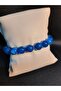 Navy Blue Color Natural Large Agate Stone Bracelet 10 mm Unisex - 2