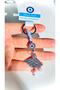 Lilac Oval Eye Patterned Silver Plated Evil Eye Keychain - 2