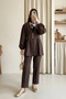 Brown Double Suit with Elastic Sleeves and Double Trousers - K. Kahve