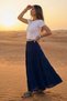 Women's Elastic Waist Panel Midi Skirt Navy Blue – 100% Viscose, Comfortable Fit, Casual and Stylish - 3