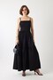 Women's Backless Strappy Long Dress Black – Poplin, Tie Detail, Cotton Satin - 4