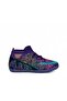 Patterned High-Top Turf Football Shoes with Non-Slip Sole, Purple Turquoise