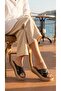 Horizontal Long Gold Buckle Crossed Striped High Heel Comfortable Women's Slippers Sandals - 8