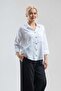Women's White 100% Cotton 3/4 Sleeve Shirt with Large Pockets - 4