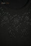 Women's Black Plus Size Daisy Pattern Collar Embroidered, Stoned Mother Combed Cotton Blouse, Oversized Size - 4