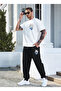 Heart Printed Oversized T-Shirt and Pants Two-Piece Set - Summer Fabric Men's Top-Bottom Set