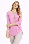 Women's V-Neck Loose Cut Tunic Pink - 2