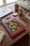 Antique Kilim Detailed A4 Size Burgundy Color Leather Organizer - 2