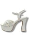 787-26 White Cross Mirrored 30mm Platform Heel Women's Sandals (12cm) - 3