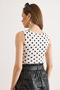 Women's Polka Dot White U-Neck Half-Length Double Layer Six Snap Bodysuit Bdy-00000060 - 6