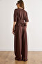 Women's Brown Belted Blouse Draped Suit Tkm-19000489 - 6