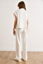 Women's White Garnished Top and Bottom Draped Suit Tkm-19000488 - 6